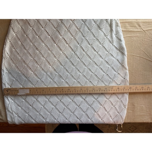 White Knit crochet Midi Dress Tie Strap Sleeveless Boho Beach Vacation Size 6 - Picture 7 of 8